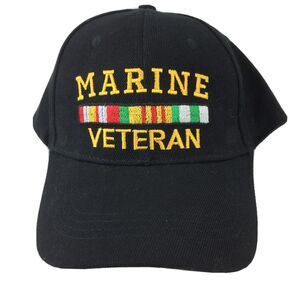 United States Marine Veteran Baseball Cap Hat Black Embroidered Adjustable